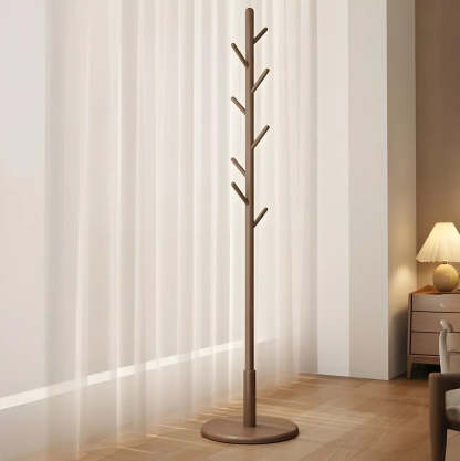 Wood Tree Coat Rack with Storage