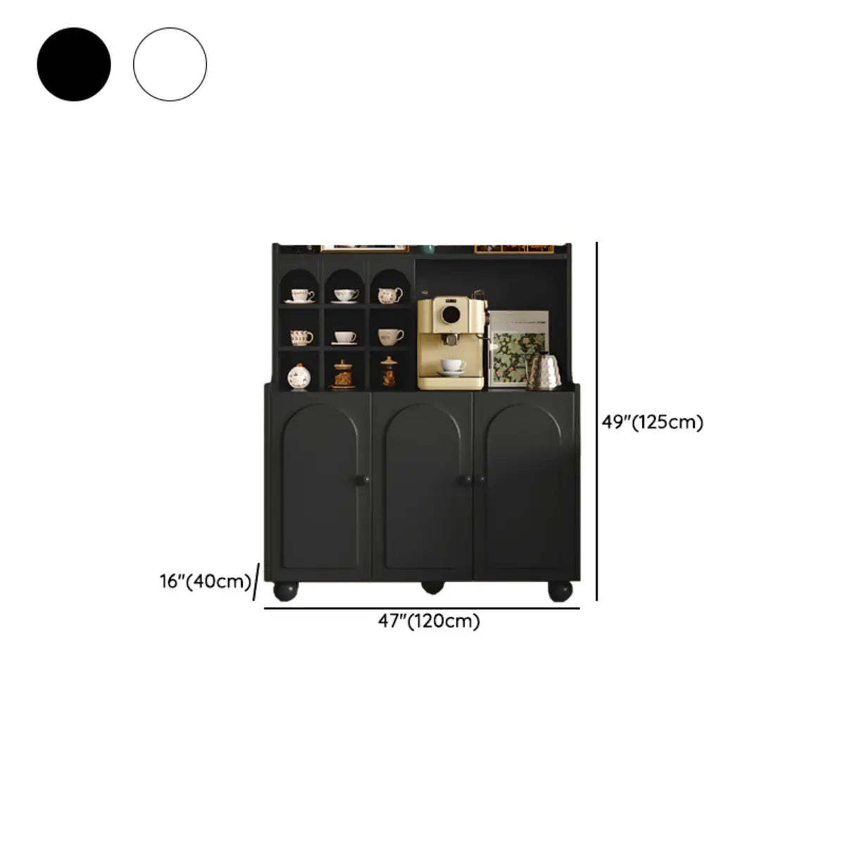 Narrow White Tall Open Sideboard with Shelves