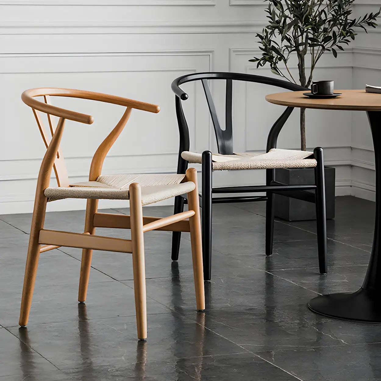 Beech Wood Wishbone Dining Chair — 1 Piece / Grey