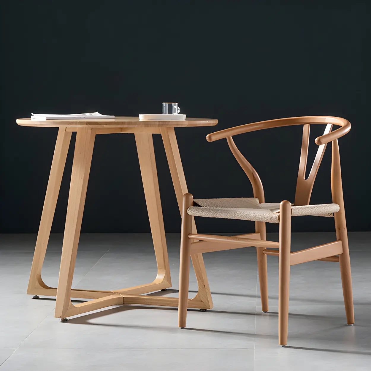 Beech Wood Wishbone Dining Chair — 2 Piece Set / White