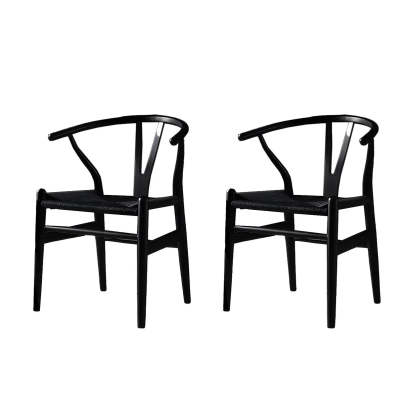 Beech Wood Wishbone Dining Chair — 2 Piece Set / Red
