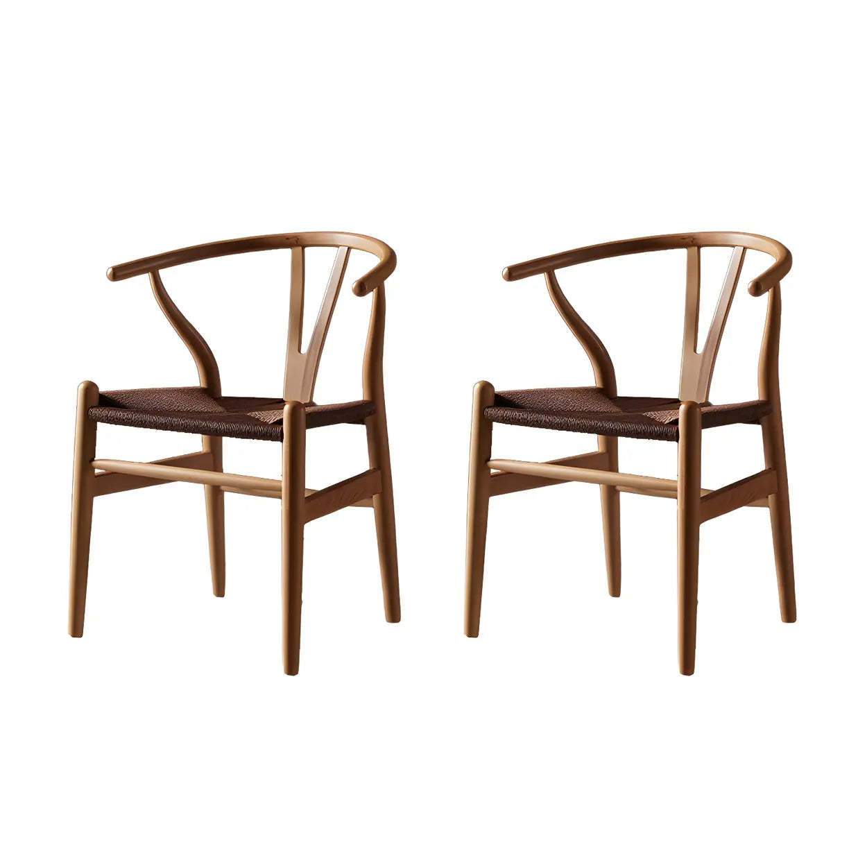 Beech Wood Wishbone Dining Chair — 2 Piece Set / Light Brown