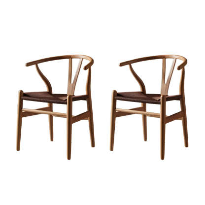 Beech Wood Wishbone Dining Chair — 2 Piece Set / Light Brown