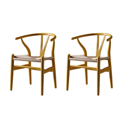 Beech Wood Wishbone Dining Chair — 2 Piece Set / Smoke Gray