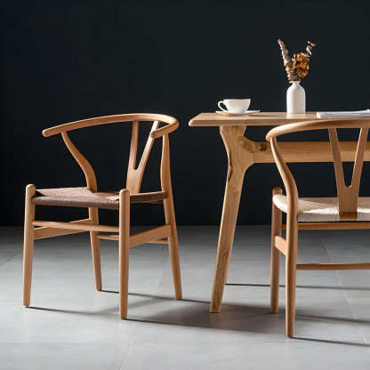 Beech Wood Wishbone Dining Chair — 1 Piece / Dark Red