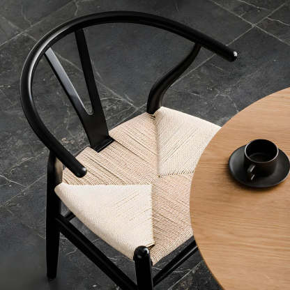 Beech Wood Wishbone Dining Chair — 1 Piece / Burgundy