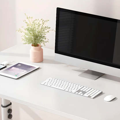 Natural Wood Adjustable Rectangle Computer Desk — Black / Table Only