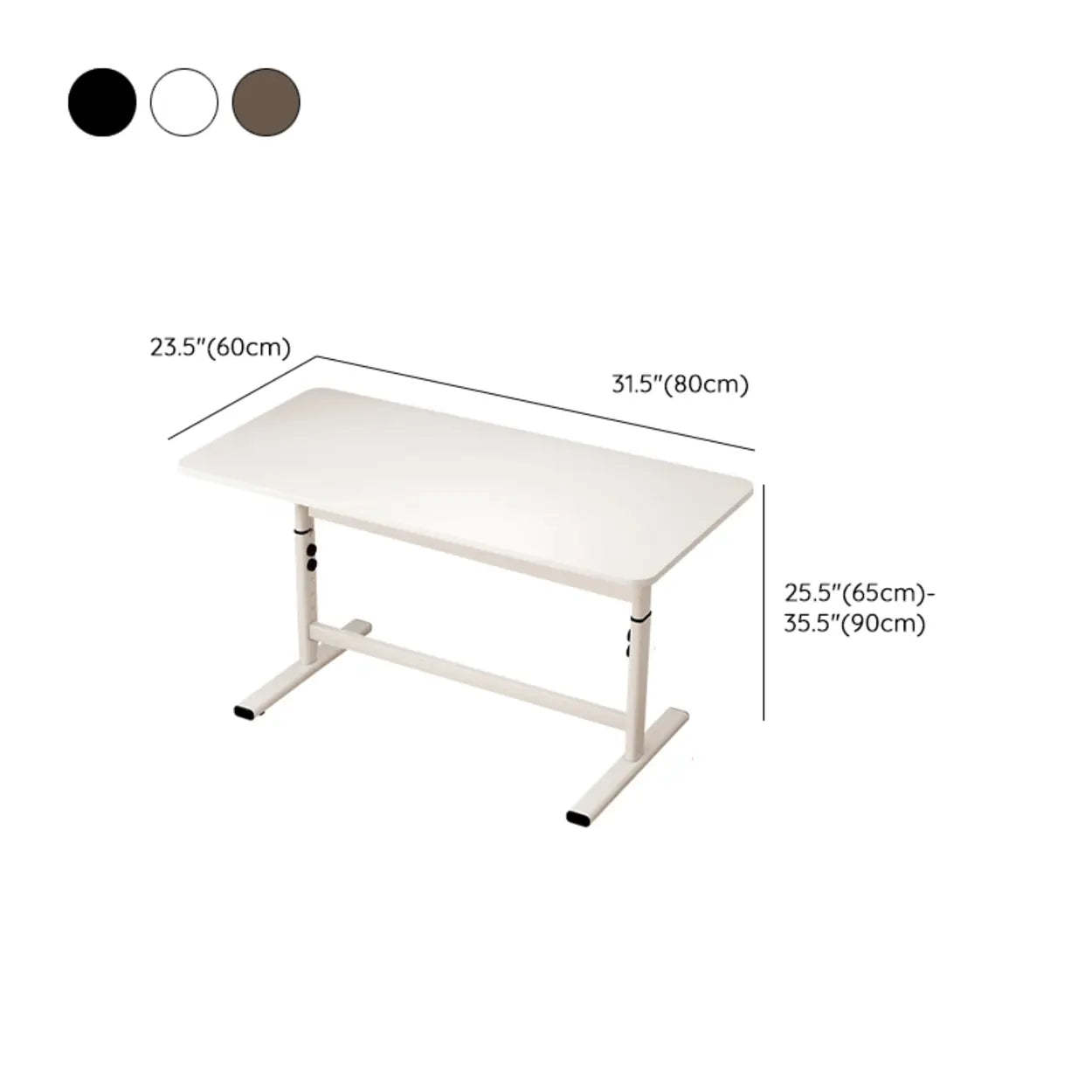 Natural Wood Adjustable Rectangle Computer Desk — Black / Table Only