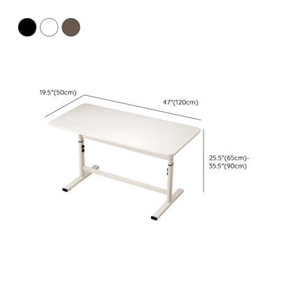 Natural Wood Adjustable Rectangle Computer Desk — White / Table Only