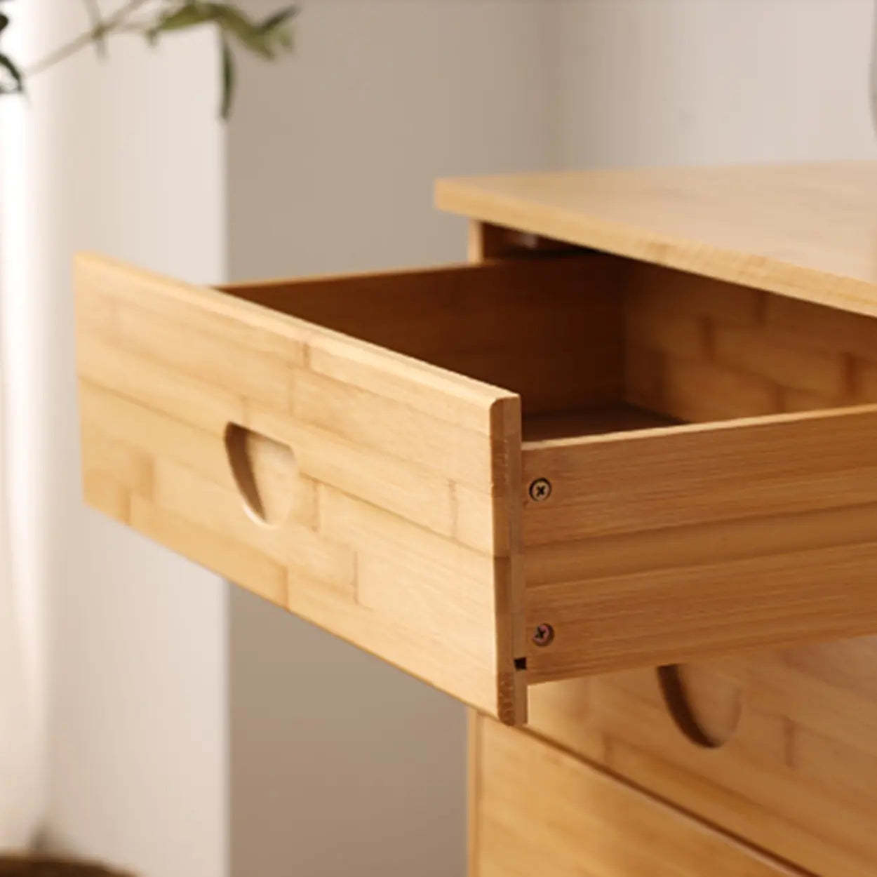 Natural Bamboo Wood Bachelor Chest with Drawers — 7
