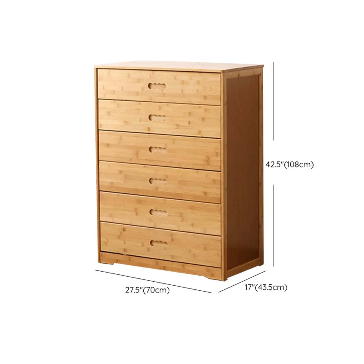 Natural Bamboo Wood Bachelor Chest with Drawers