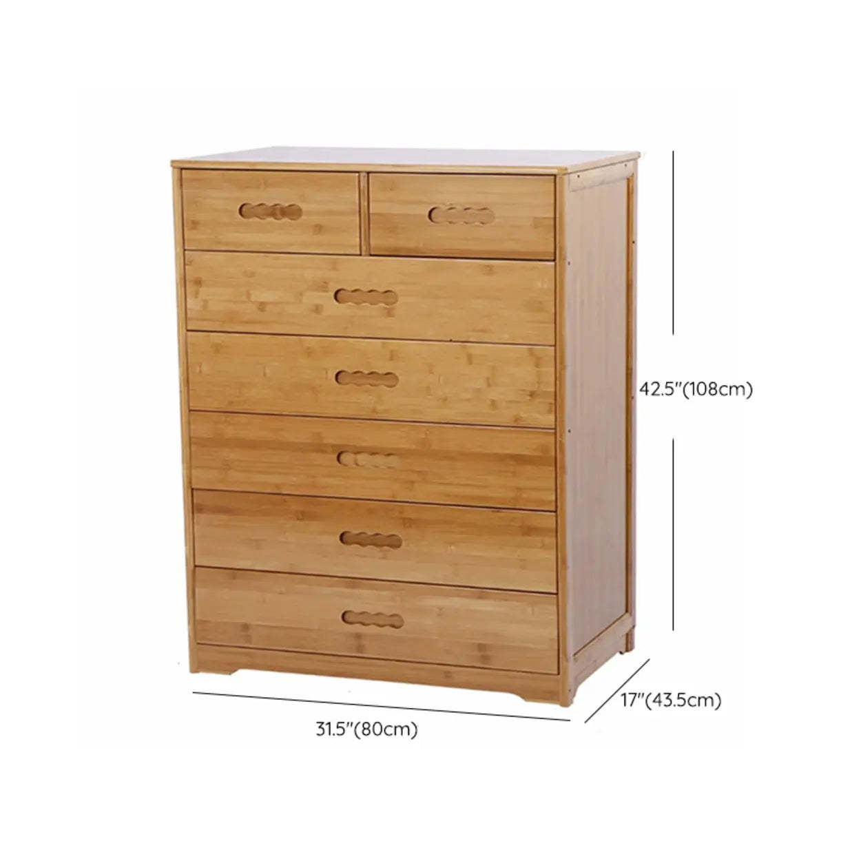 Natural Bamboo Wood Bachelor Chest with Drawers
