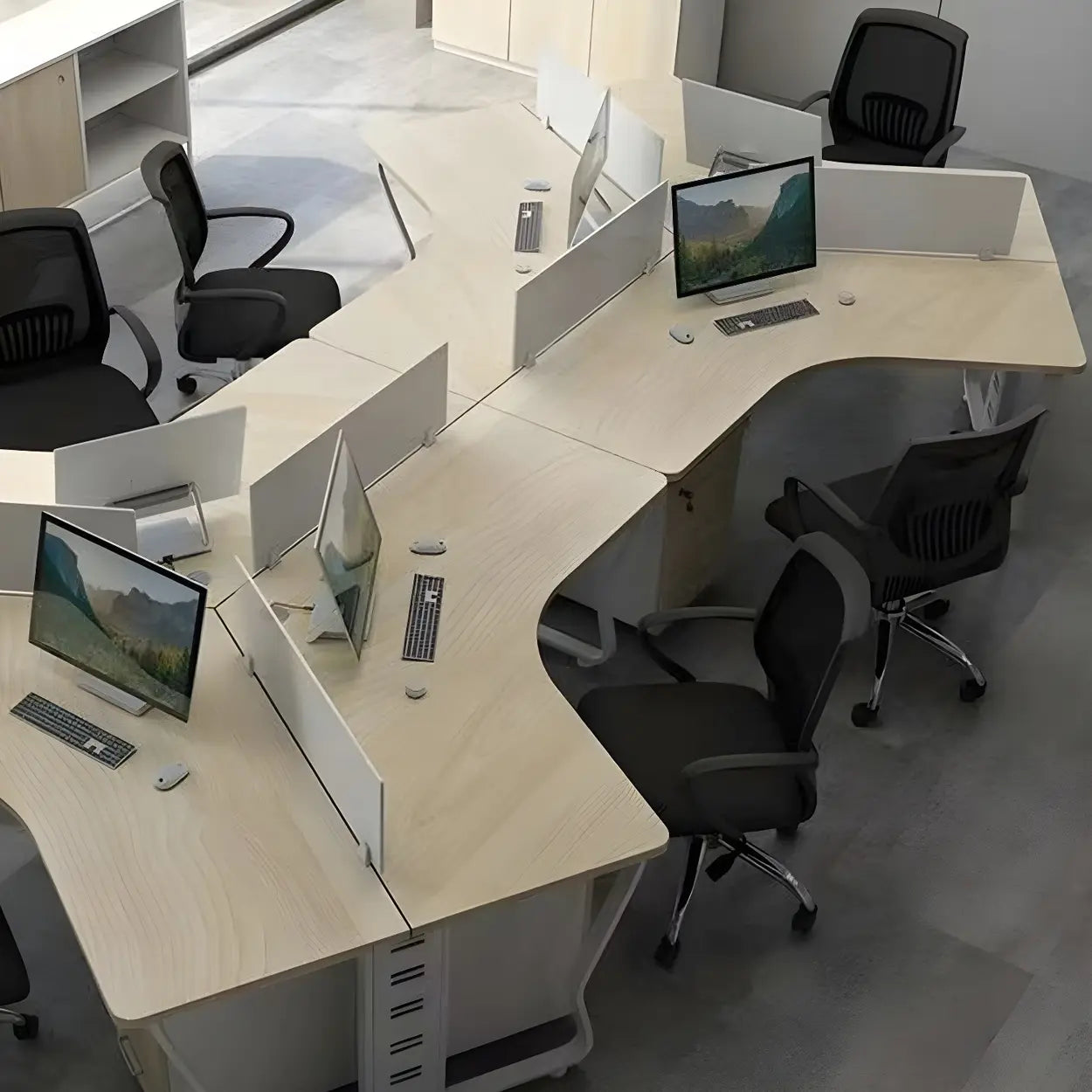 Natural Free-Form Sled Long Computer Desk