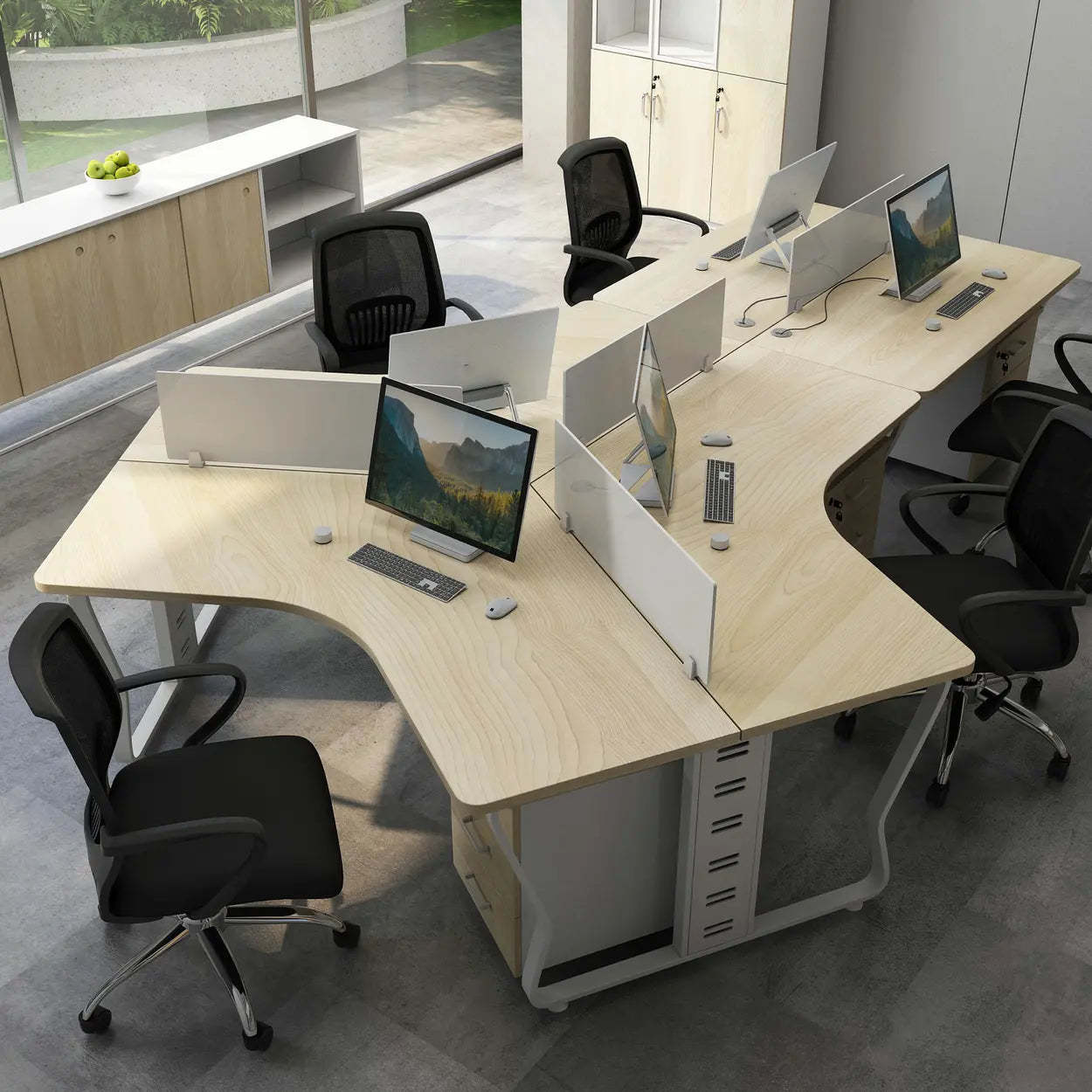 Natural Free-Form Sled Long Computer Desk