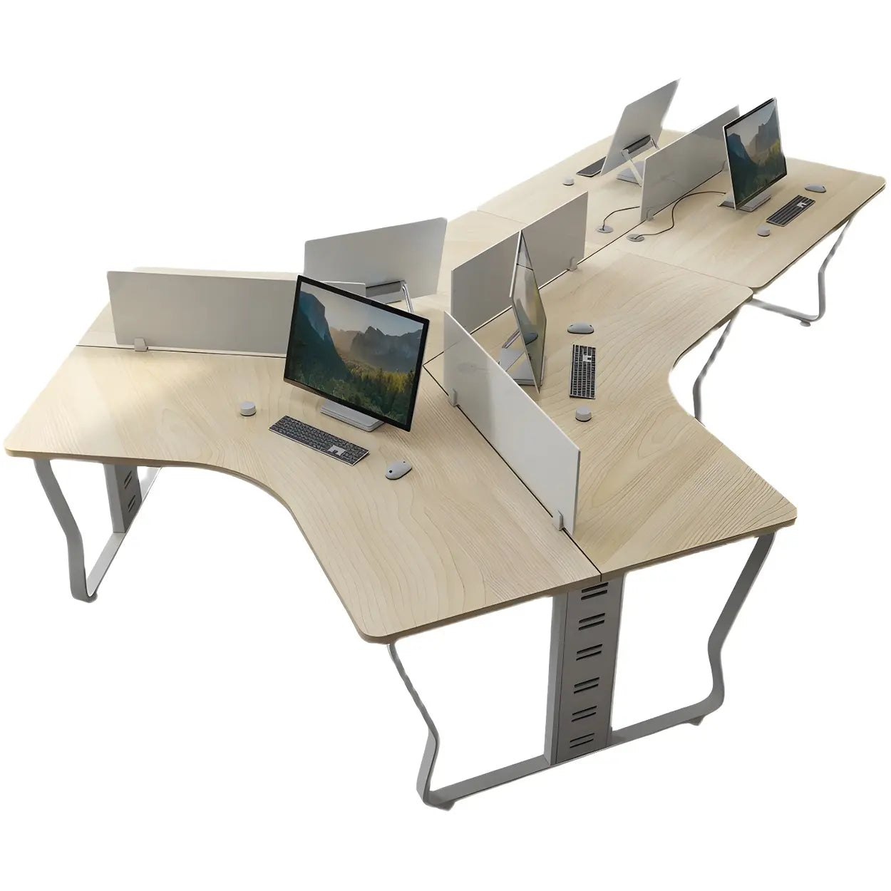 Natural Free-Form Sled Long Computer Desk