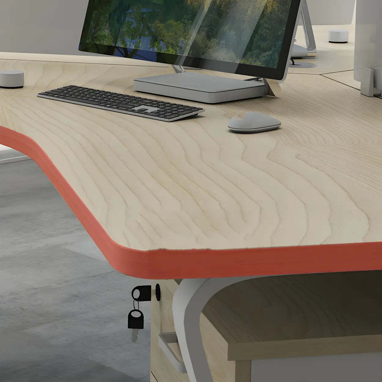 Natural Free-Form Sled Long Computer Desk