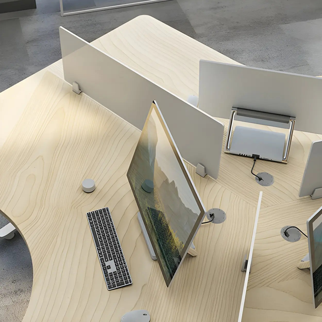 Natural Free-Form Sled Long Computer Desk