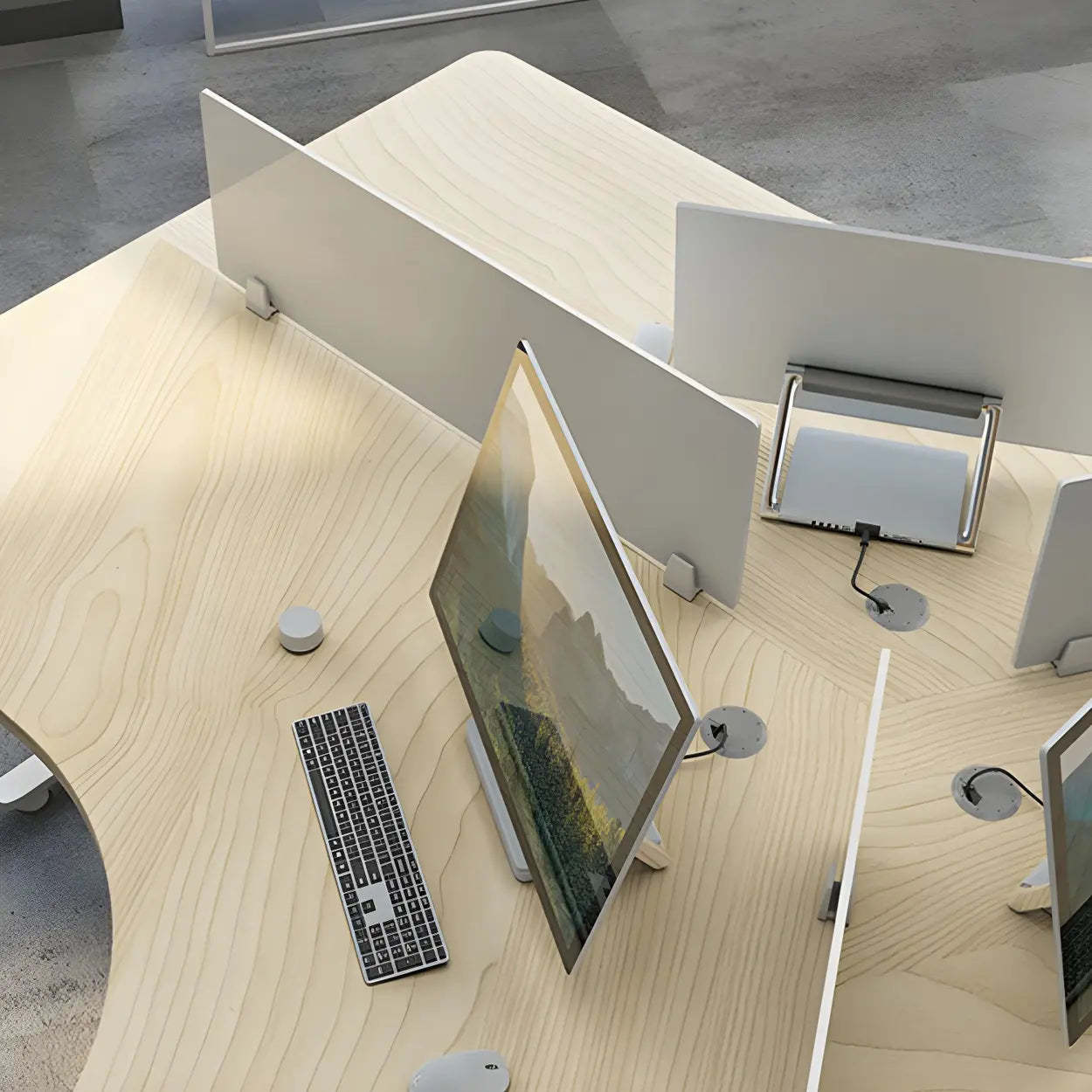 Natural Free-Form Sled Long Computer Desk