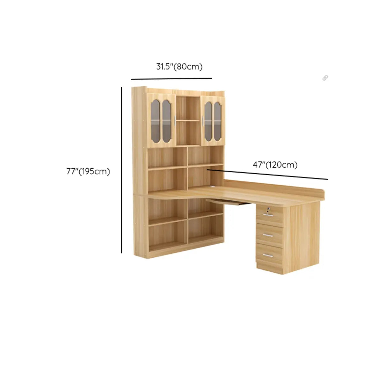 Natural L-Shaped Wood Credenza Desk with Storage