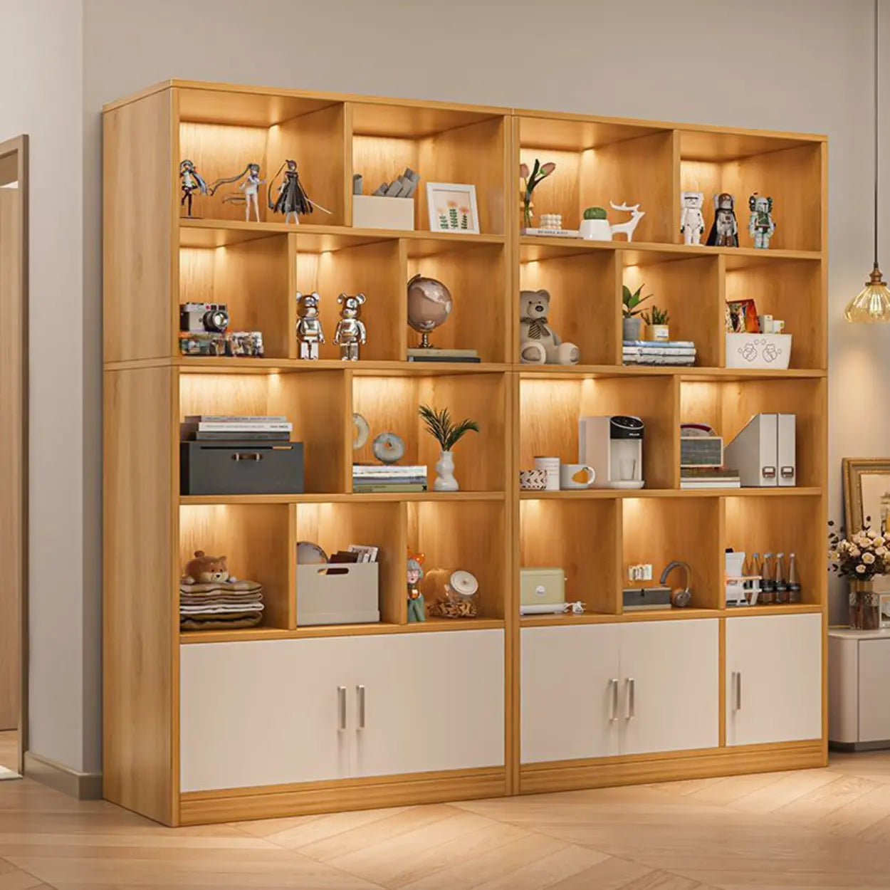 Natural Modern Wood Parlor Display Cabinet
