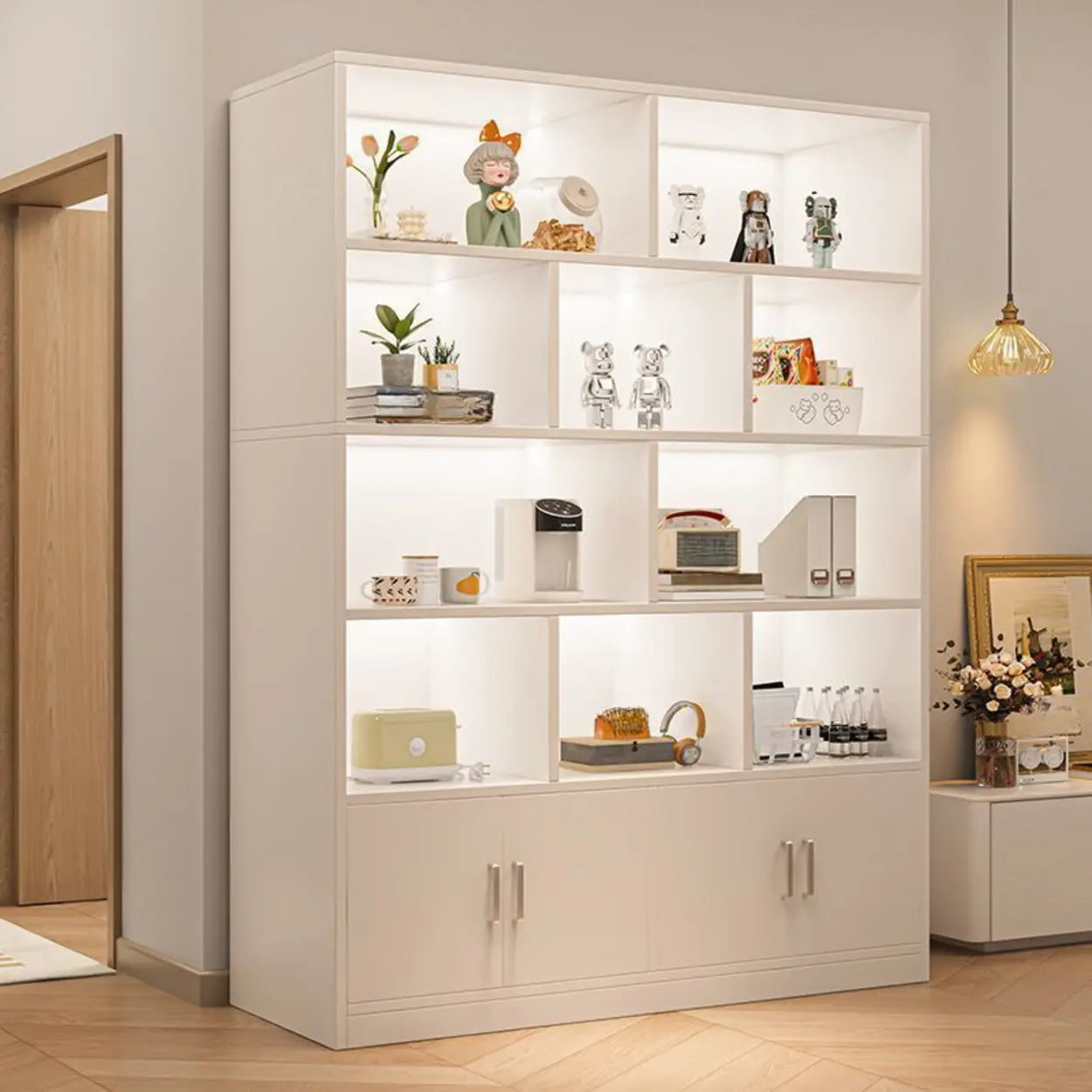 Natural Modern Wood Parlor Display Cabinet