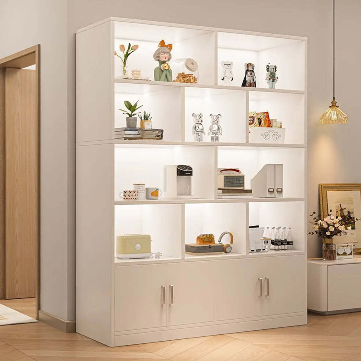 Natural Modern Wood Parlor Display Cabinet