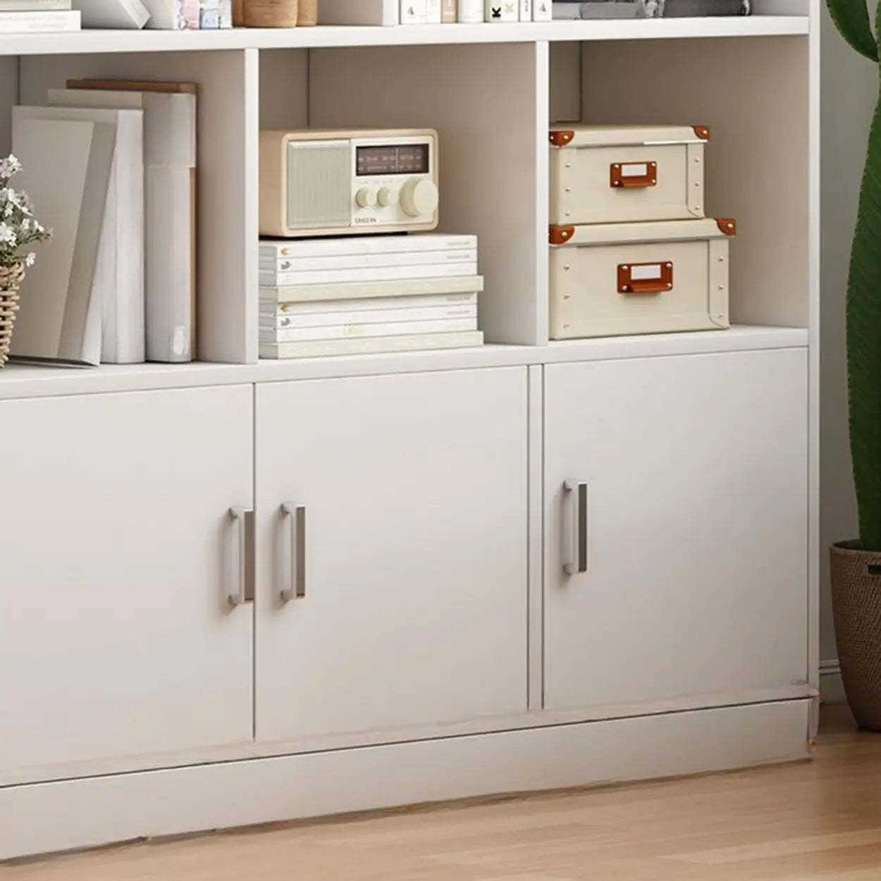 Natural Modern Wood Parlor Display Cabinet — White