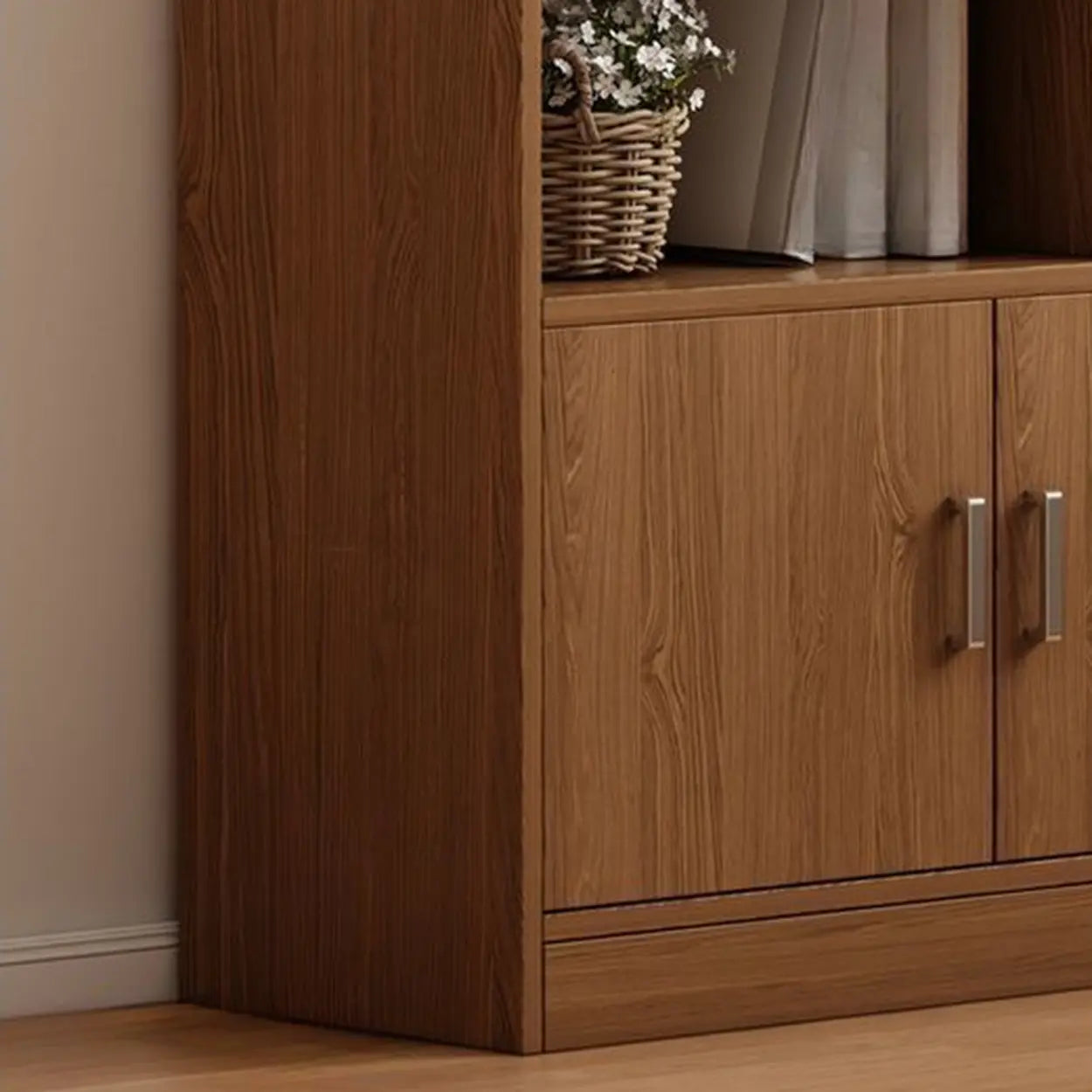 Natural Modern Wood Parlor Display Cabinet — Natural Finish