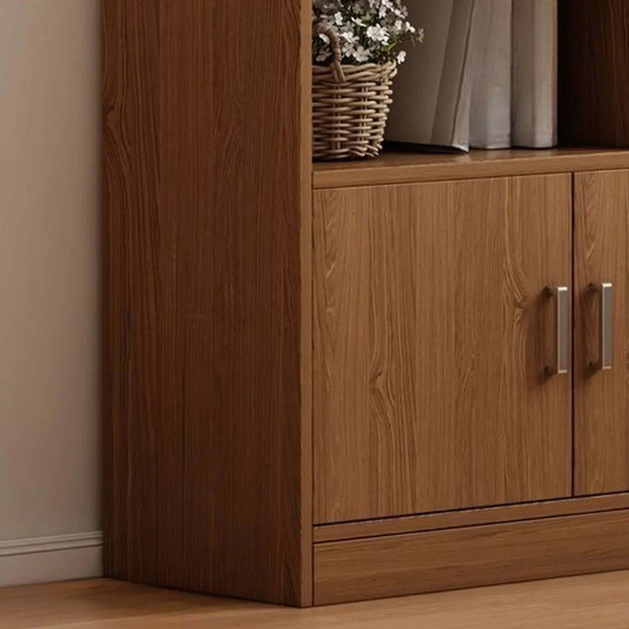 Natural Modern Wood Parlor Display Cabinet — Natural Finish