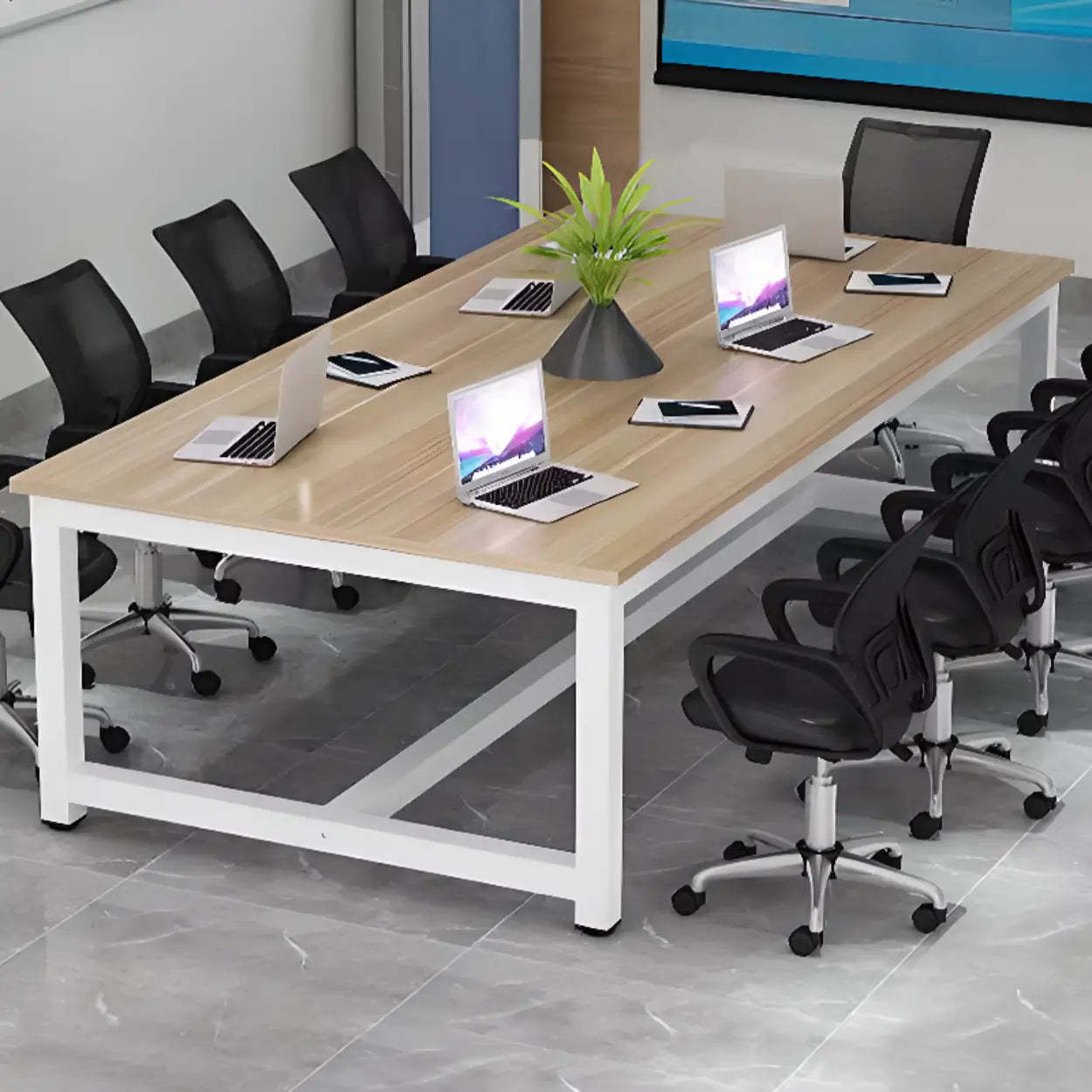 Natural Timber Multi-Person Desk — Table Only