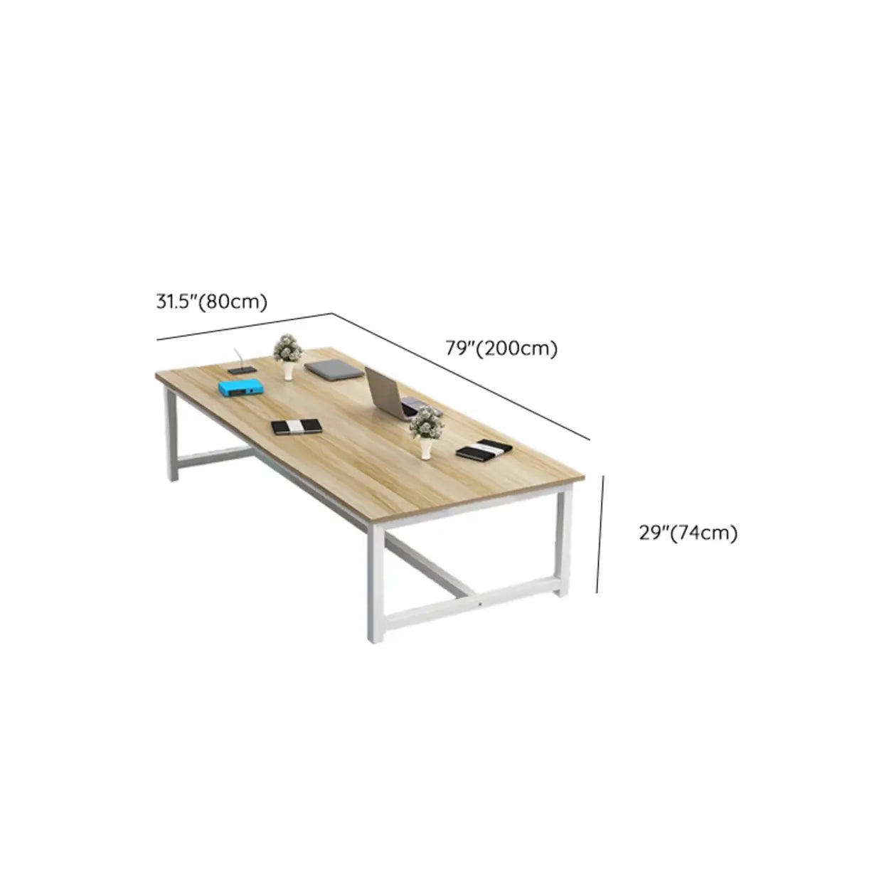 Natural Timber Multi-Person Desk — Table Only