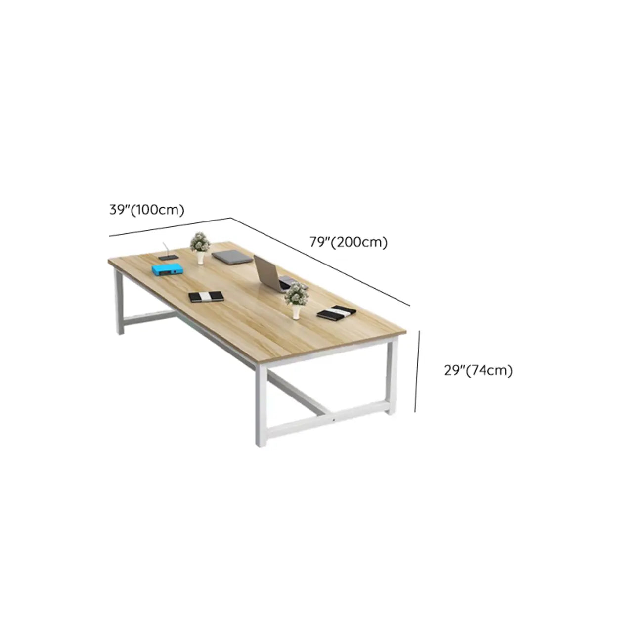 Natural Timber Multi-Person Desk — Table Only