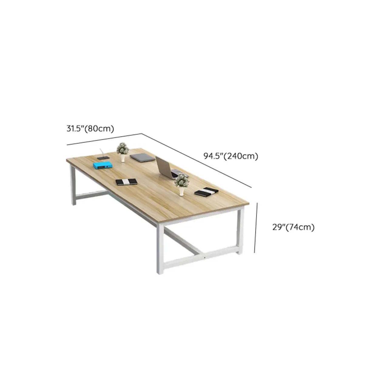 Natural Timber Multi-Person Desk — Table Only