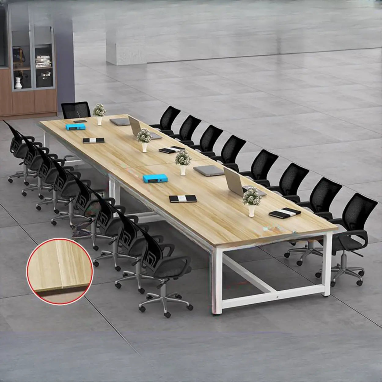Natural Timber Multi-Person Desk — Table Only