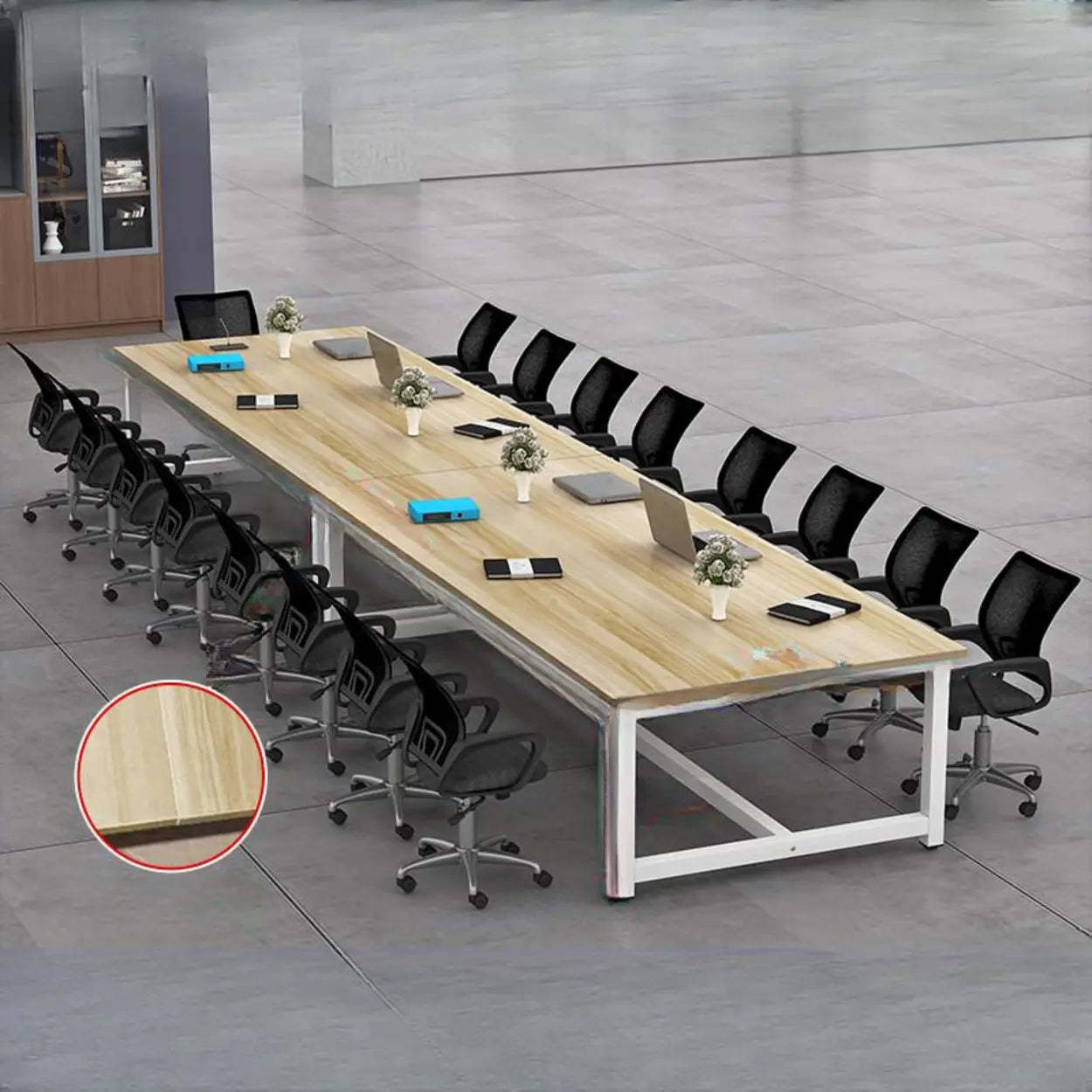 Natural Timber Multi-Person Desk — Table Only