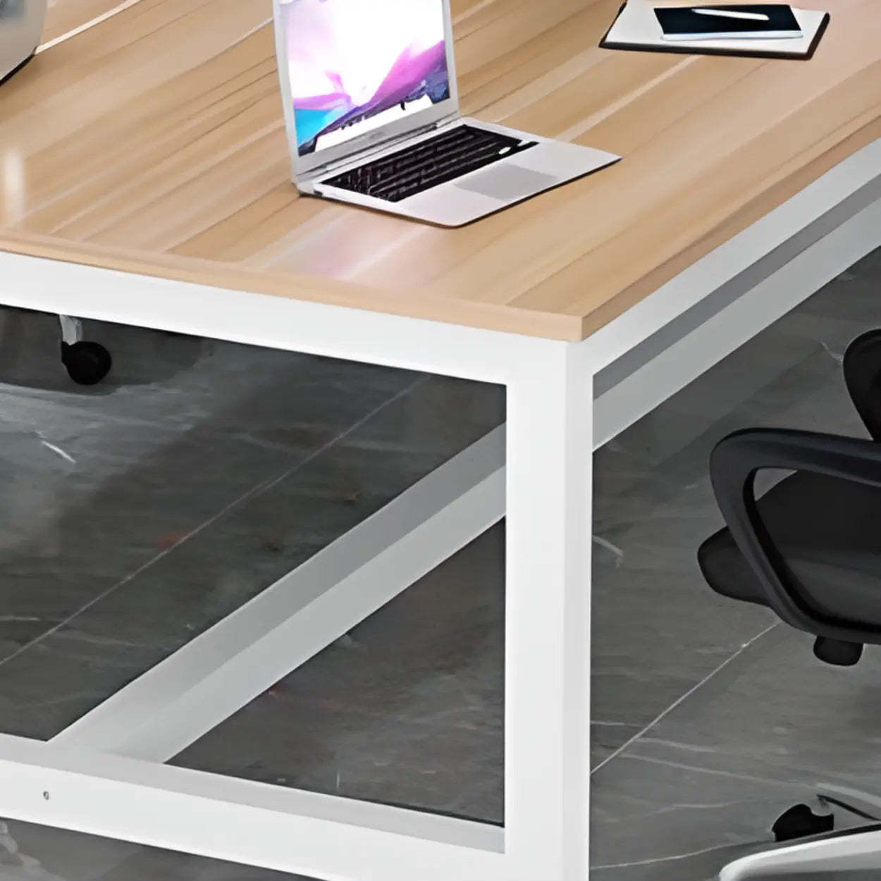 Natural Timber Multi-Person Desk — Table Only