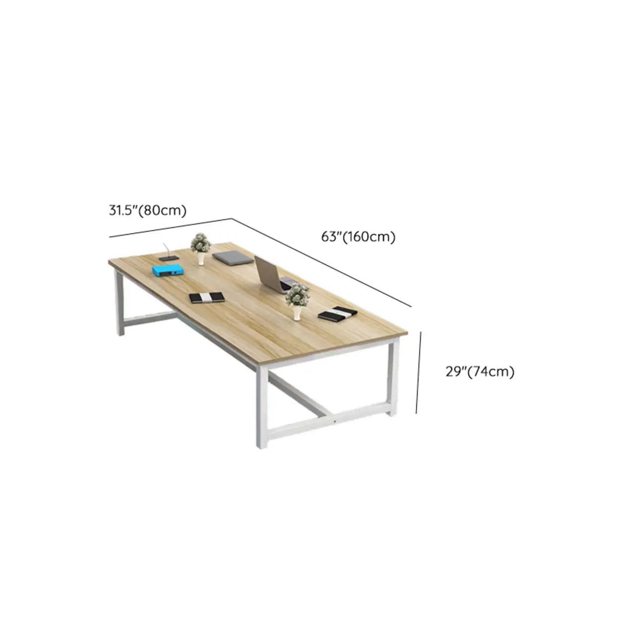 Natural Timber Multi-Person Desk — Table Only