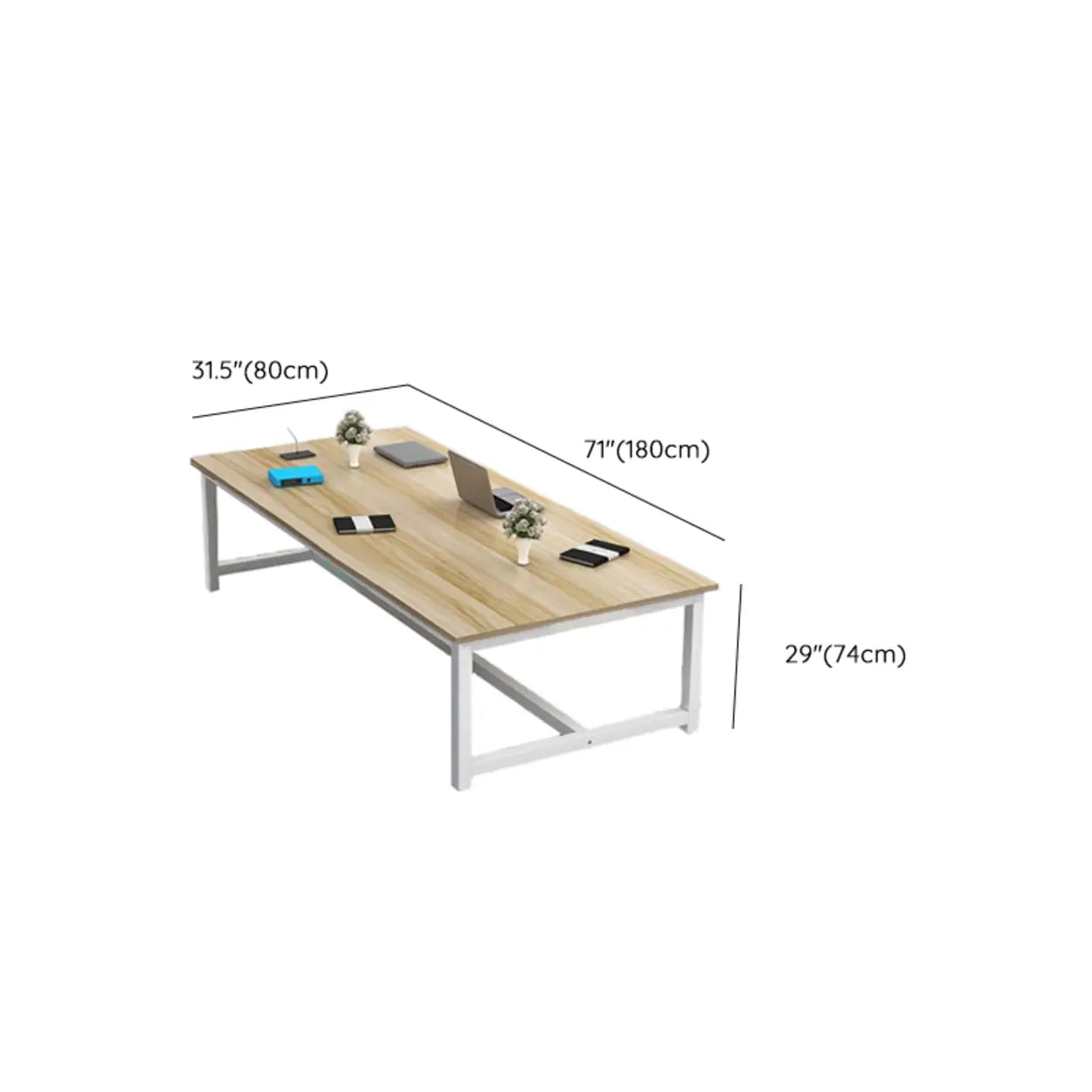 Natural Timber Multi-Person Desk — Table Only
