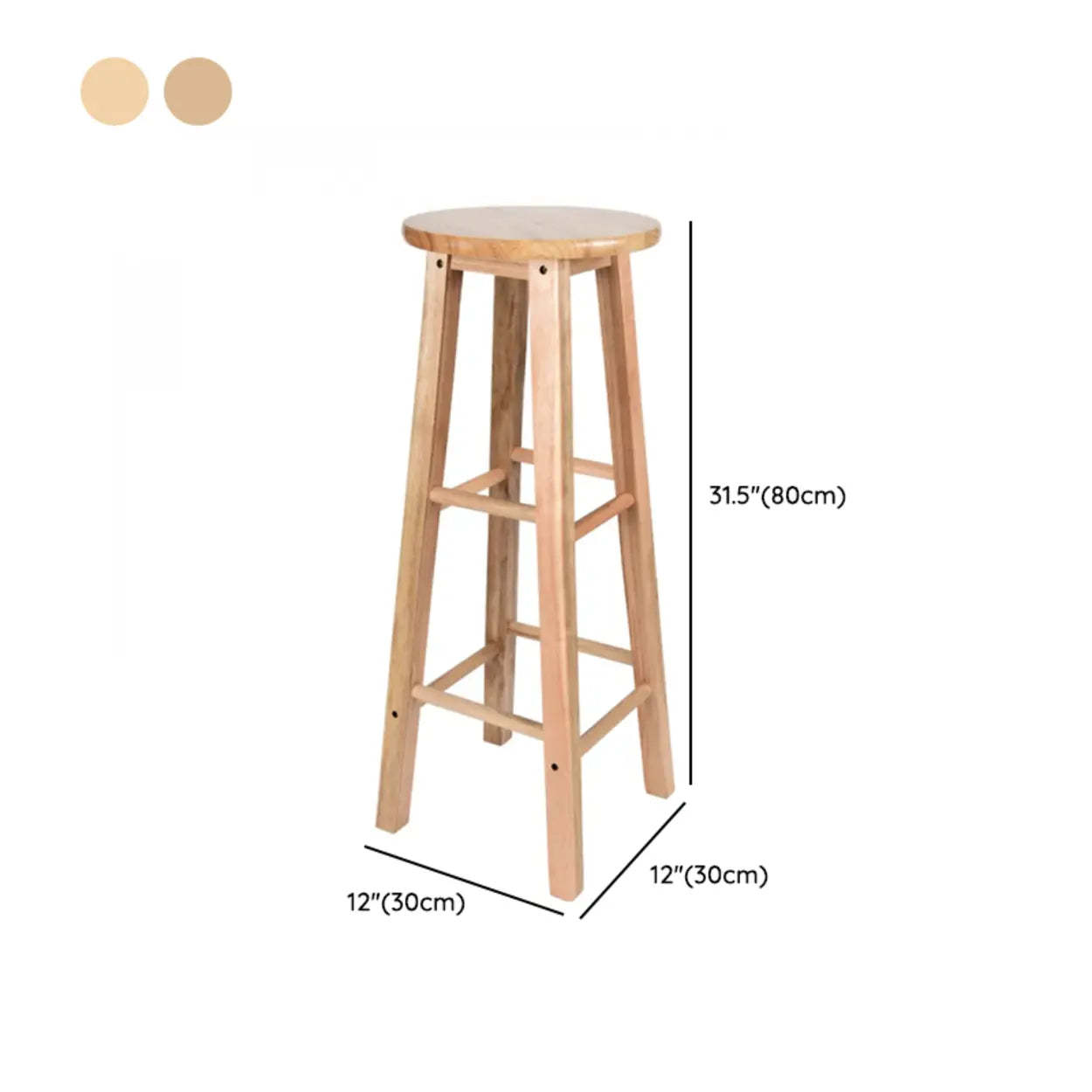 Natural Oak Round Wood Backless Bar Stool