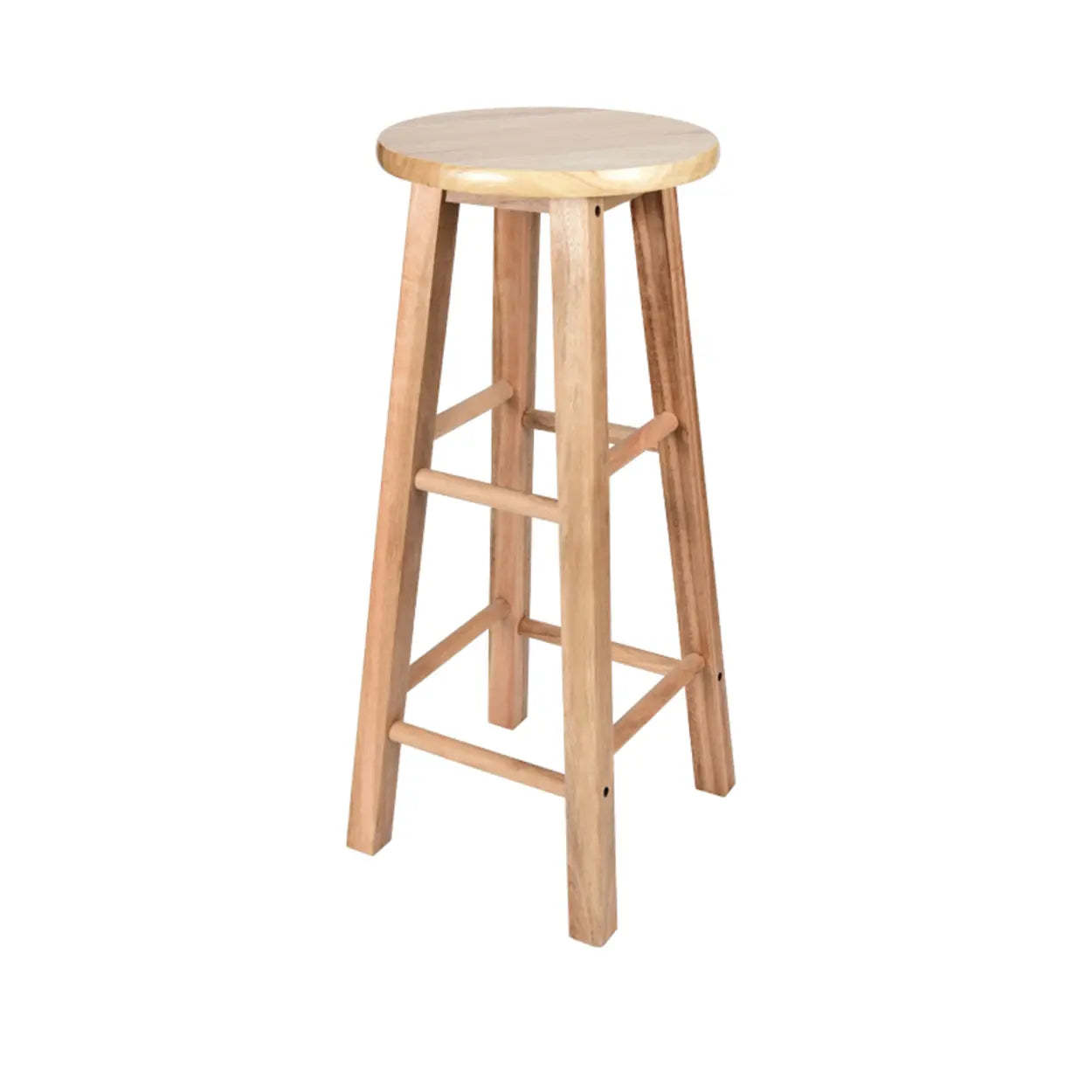 Natural Oak Round Wood Backless Bar Stool — Natural Finish
