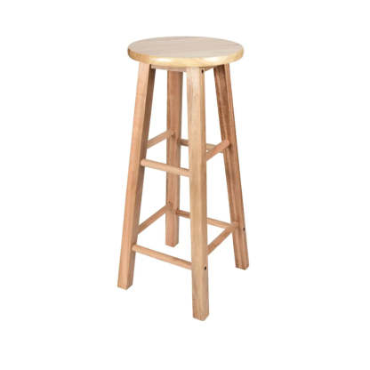Natural Oak Round Wood Backless Bar Stool — Natural Finish