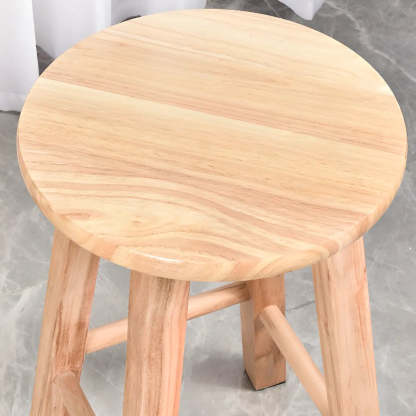 Natural Oak Round Wood Backless Bar Stool — Natural Finish