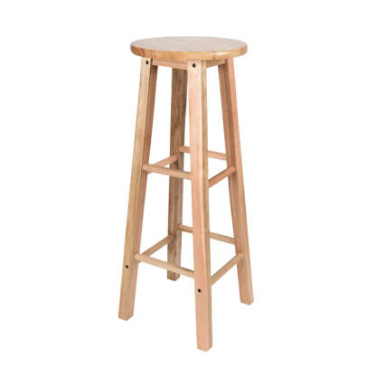 Natural Oak Round Wood Backless Bar Stool — Natural