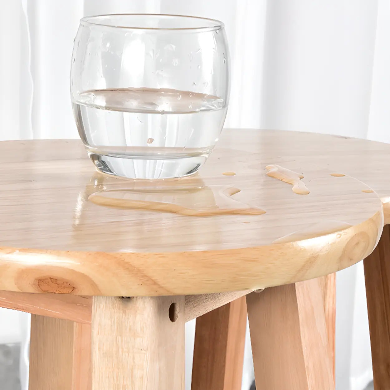 Natural Oak Round Wood Backless Bar Stool — Natural