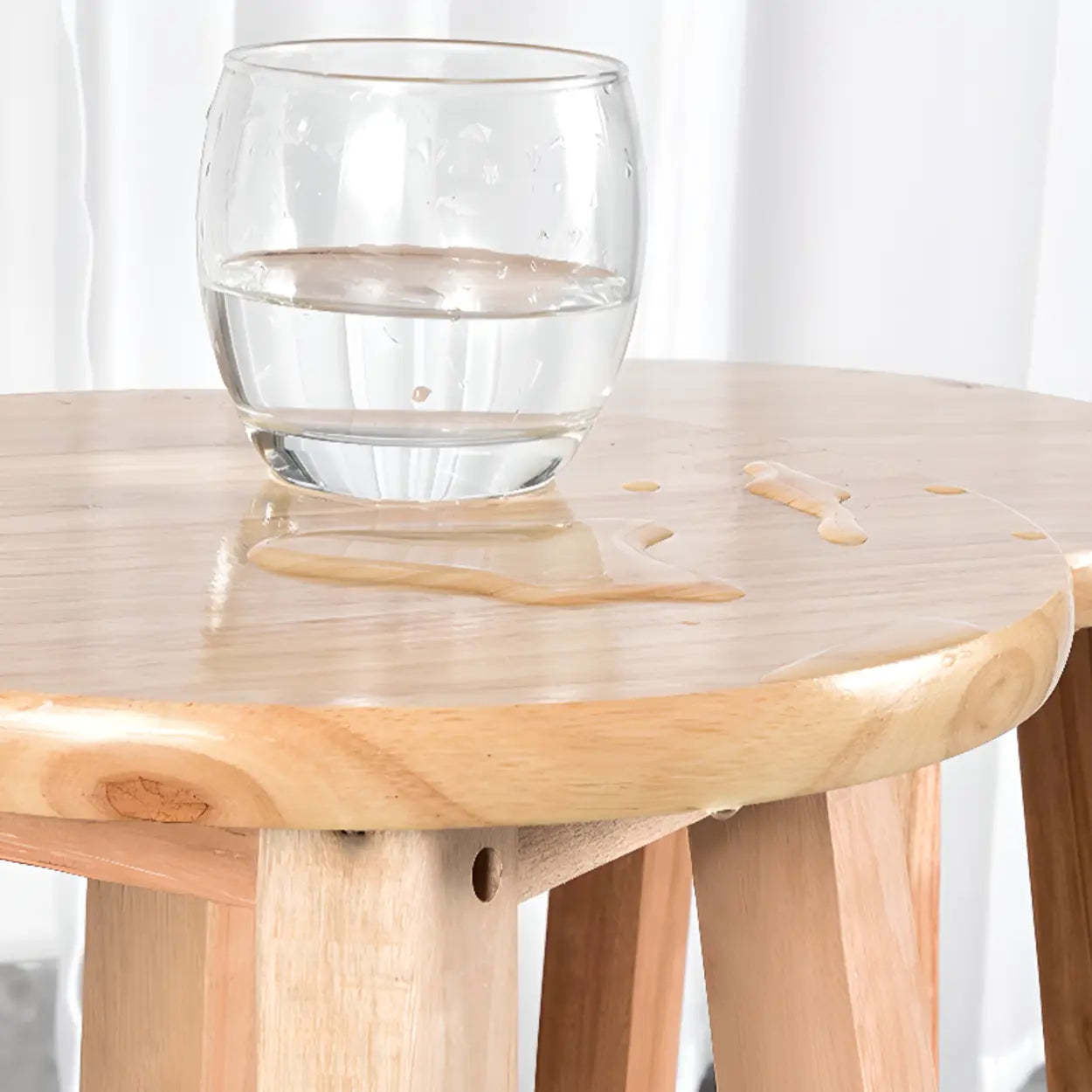 Natural Oak Round Wood Backless Bar Stool — Natural