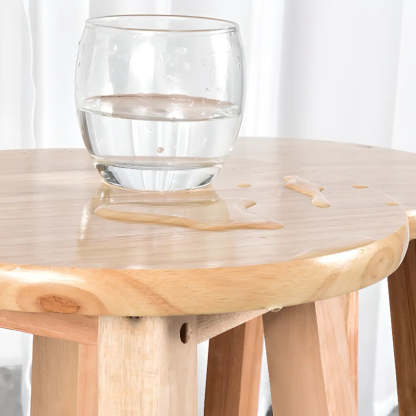 Natural Oak Round Wood Backless Bar Stool — Natural