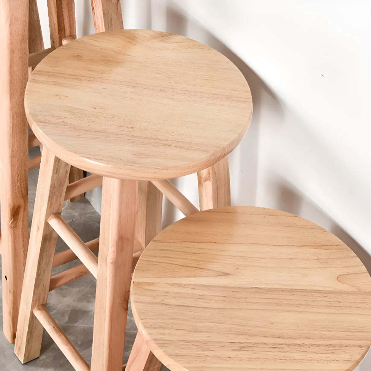 Natural Oak Round Wood Backless Bar Stool