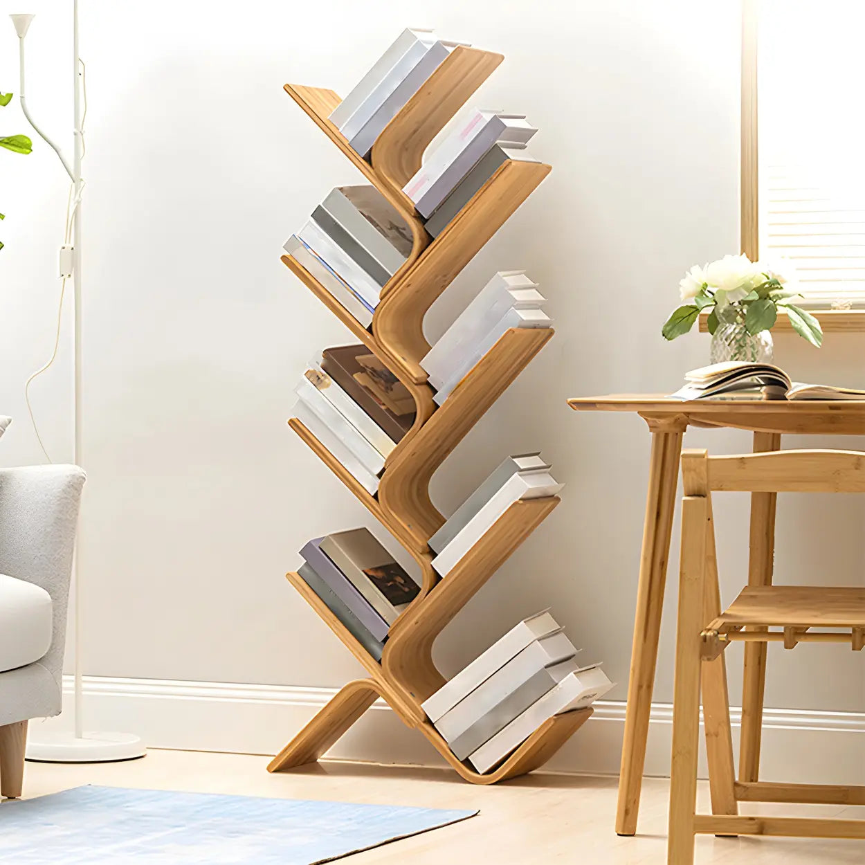 Bamboo Tree-Shape Etagere Bookcase