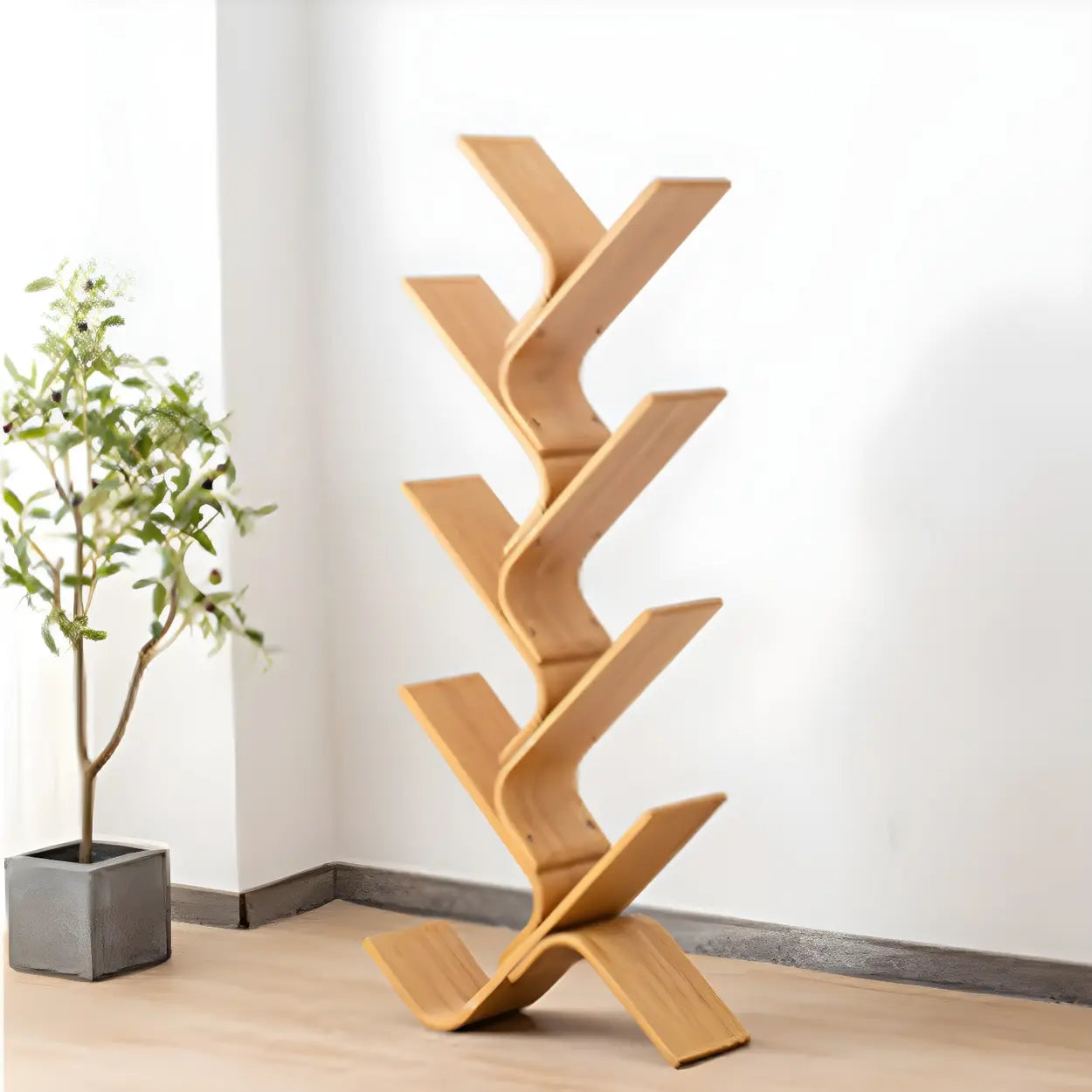 Bamboo Tree-Shape Etagere Bookcase