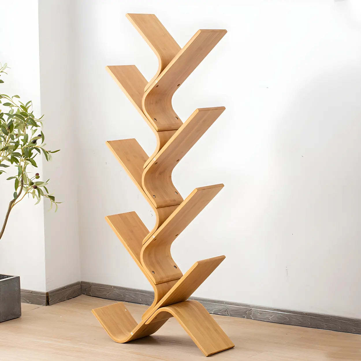 Bamboo Tree-Shape Etagere Bookcase